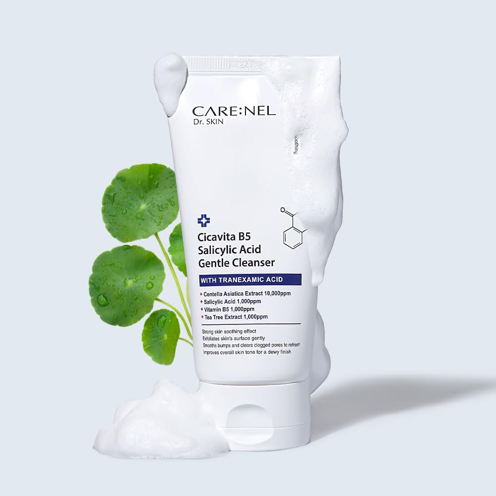 CARE:NEL Salicylic Acid Face Wash Korean Facial Cleanser Sensitive Skin Foaming Body 5.07 fl.oz (150ml)