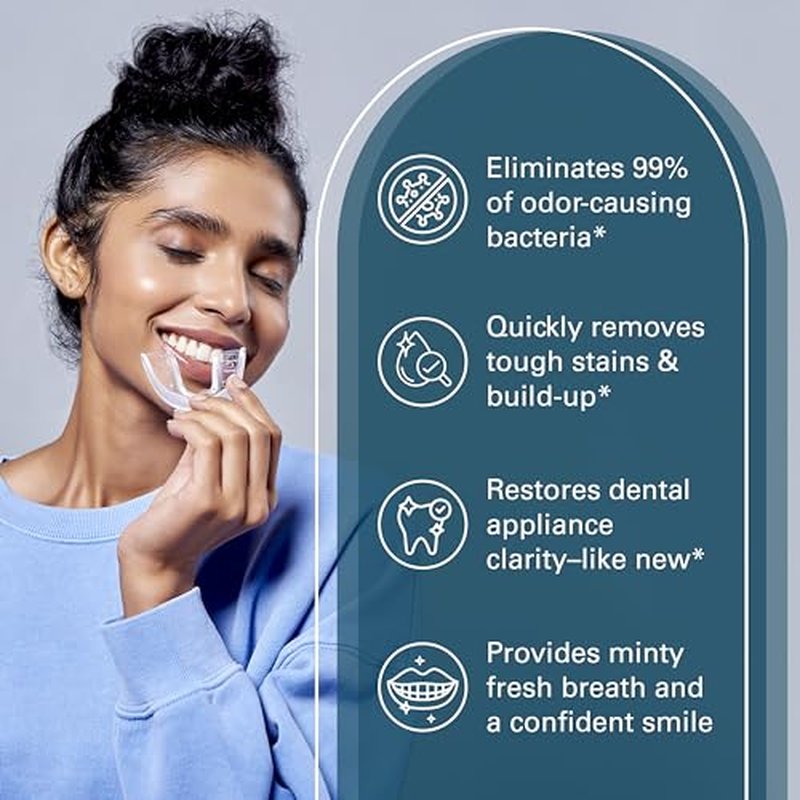 Retainer Cleanser Tablets Cleaner FSA HSA Approved Remove Odors Discoloration Stains and Plaque 2 Month Supply Denture Cleansers Retainers Mouth Guards Denture Bath Mint by M3 Naturals