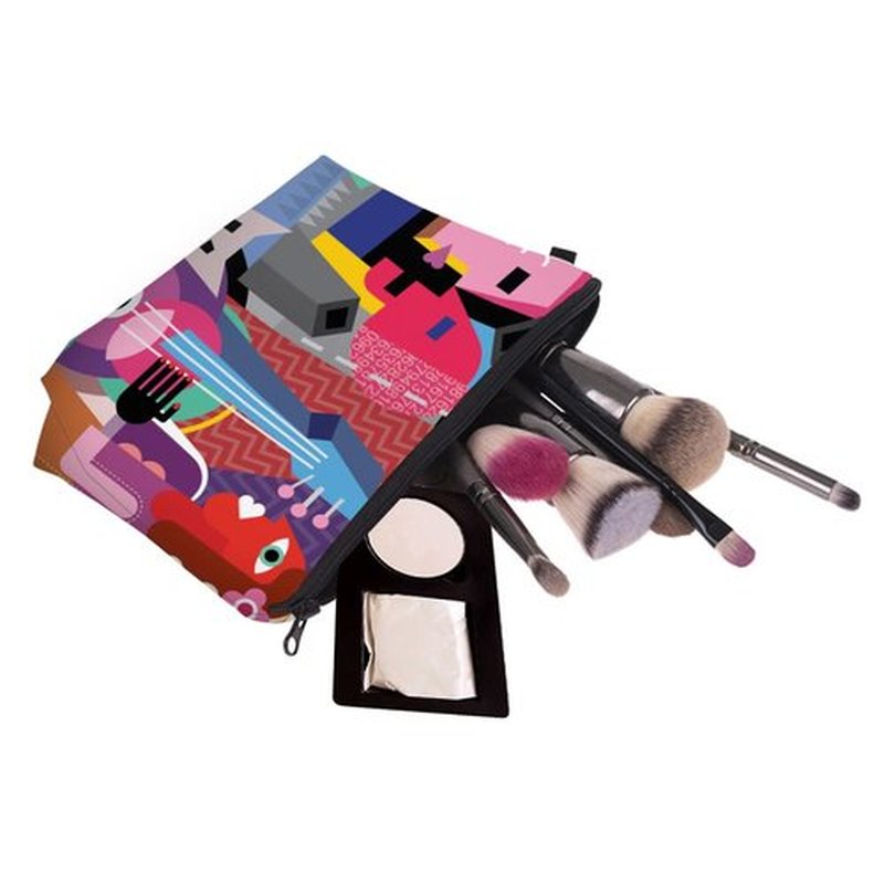 LOOMILOO Small Toiletry Bags for Women, Adorable Roomy Makeup Pouch Travel Water Resistant Cosmetic Purse Accessories Organizer Gift(Modern Abstract 55542)