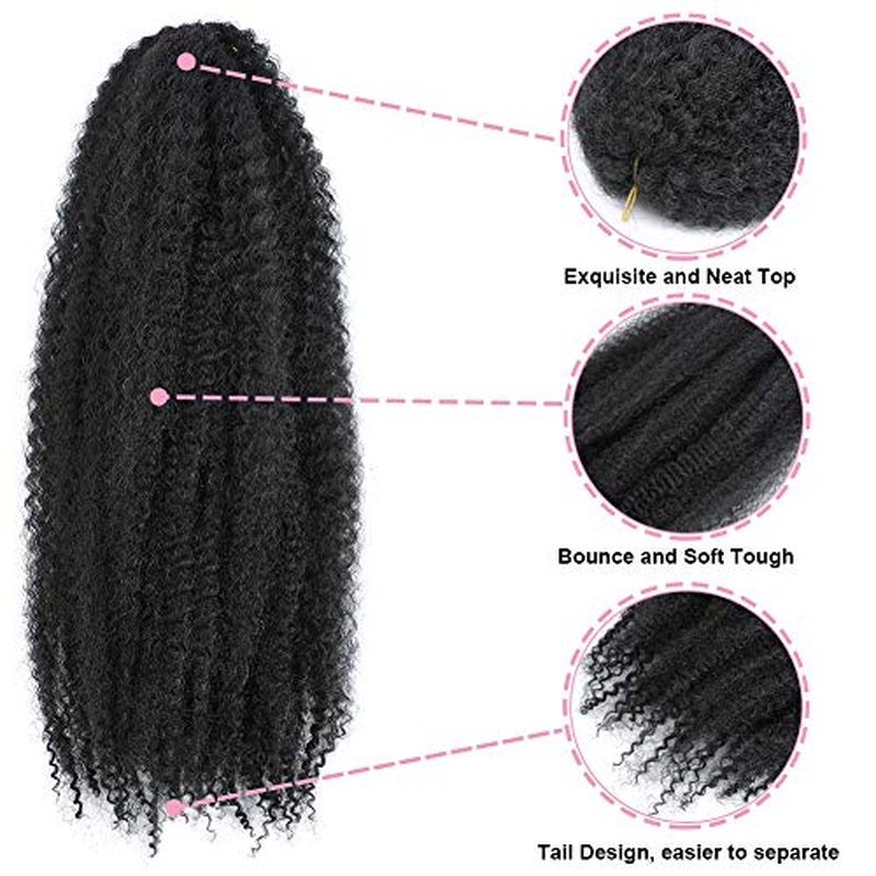 Dansama 18 Inch Marley Twist Braiding Hair, Fluffy Marley Hair for Faux Locs, Curly Braiding Hair Extensions (18 Inch (Pack of 3), #1)