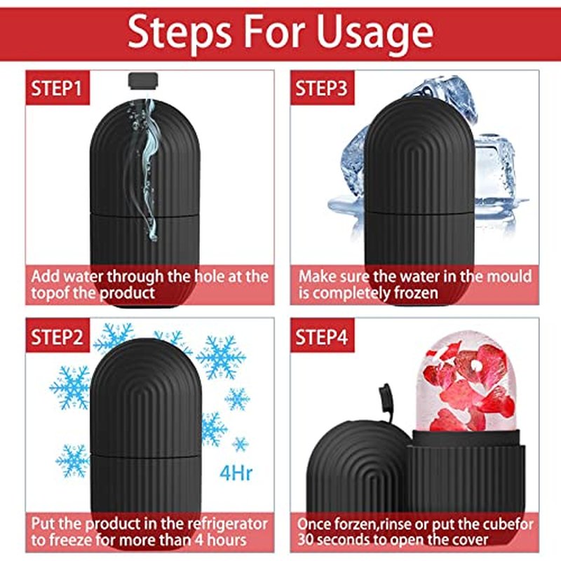 KOGITI Ice Mold for Face, Ice Roller for Face & Eye, Beauty Facial Ice Rollers Ice Holder Mold Face Puffiness Relief Massage Skin Care Tools, Ice Facial Cube