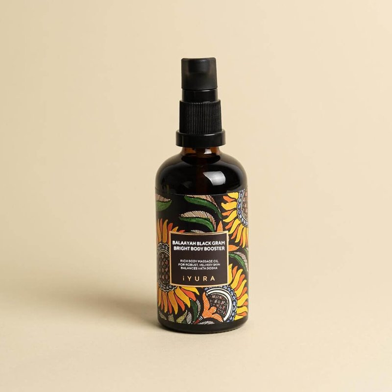 iYURA Balaayah Black Gram Bright Body Booster | Body Oil for Crepey, Mature Skin | Firms the look of Sagging Skin on the Arms & Legs | Long-Lasting Intense Moisturization | 3.38 fl oz (100 ml)
