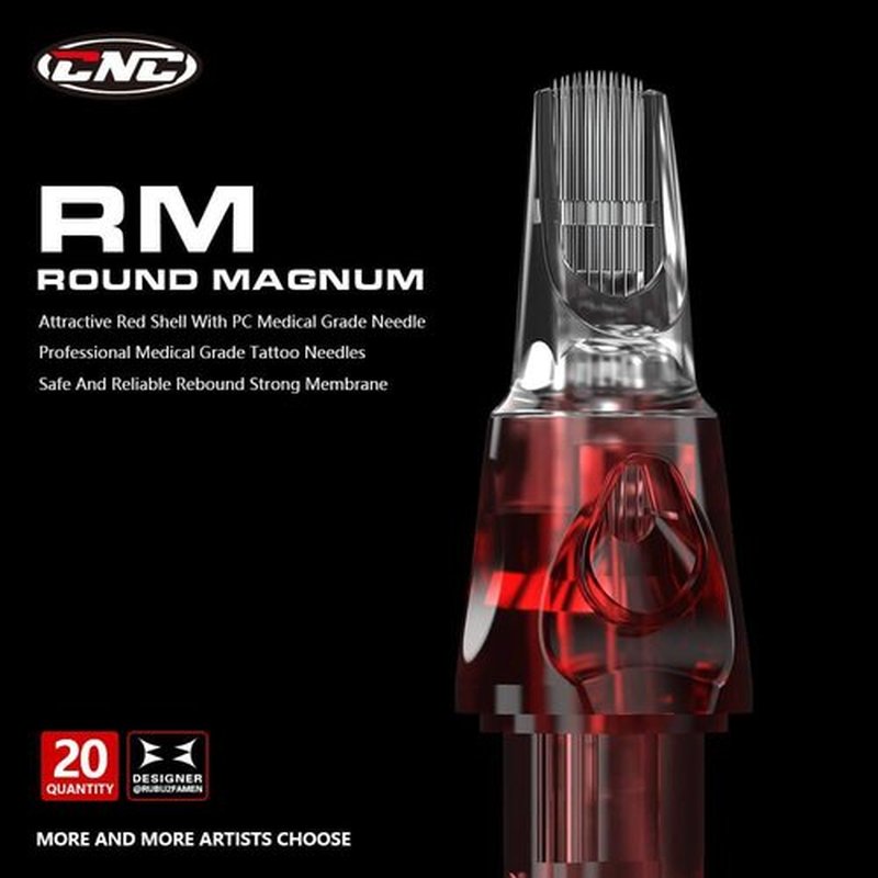 CNC 23RM Tattoo Needles Cartridge 20Pcs #12(0.35mm) Disposable Needles Round Magnum EN04-20-1223RM