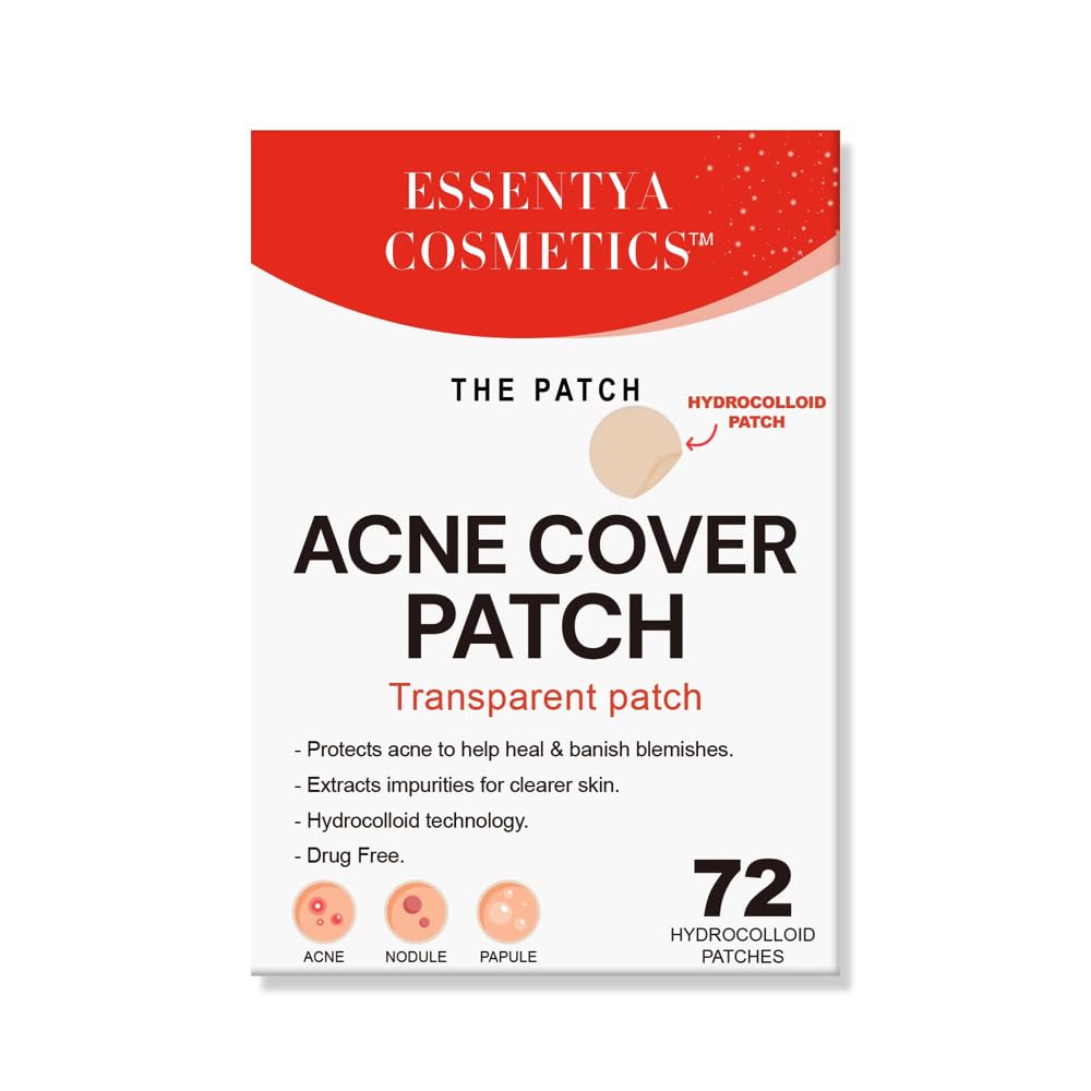 ESSENTYA COSMETICS Pimple Patches For Acne (72 units), Invisible Hydrocolloid Patches For Day and Night. Ultra Thin, Non-Irritating and Fast Healing