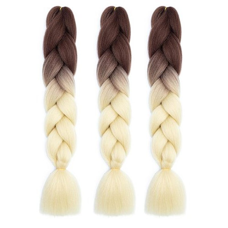 Xiaofeng Colorful Ombre Braiding Hair Extensions 24 Inch 3 Packs High Temperature Jumbo Crochet Braiding Hair for Box Twist Braids (24 Inch (Pack of 3), Brown to Blonde)