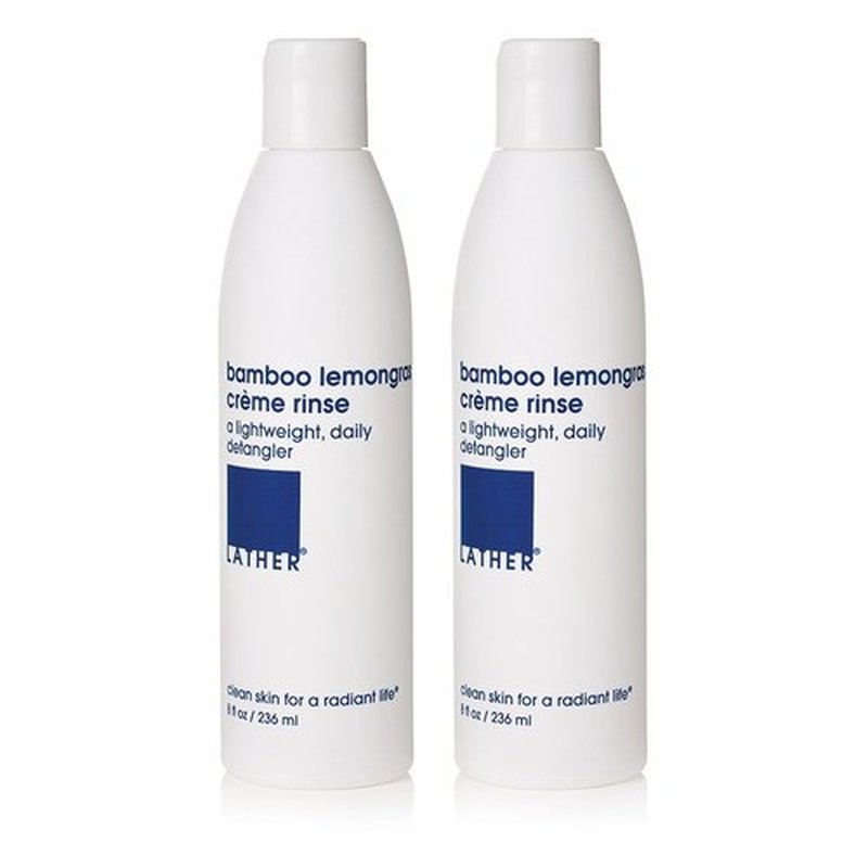 LATHER Bamboo Lemongrass Conditioner - Lightweight & Non-Greasy Crème Rinse Formula - Gentle Daily Hair Detangler Conditioner for All Hair Types - Sulfate Free - 8 Fl Oz Bottles (Pack Of 2)