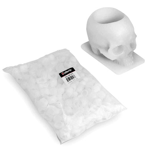 Saferly Skull Tattoo Ink Caps Cups for Tattooing, Disposable Pigment Holder with Base, Microblading Permanent Makeup Tattoo Supplies, Size #16 Large, Bag of 200, White