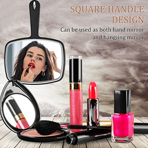 Geetery 12 Pcs Hand Mirror Handheld Cosmetic Mirror with Handle Makeup Mirror Wall Mount for Bathroom Home Barber Salon Travel Portable Beauty School Gift for Women Student 6.69 x 9.45 Inch (Black)