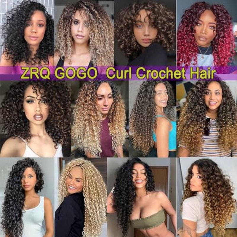ZRQ GoGo Curl Crochet Hair 14 Inch Pink Short Beach Curl Crochet Hair For Women Water Wave Crochet hair Synthetic Deep Twist Crochet Braids (14Inch,Tpink)