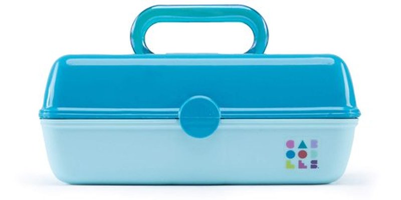 Caboodles Pretty In Petite - Forever Fun Makeup Organizer Compact Carrying Cosmetic Case, Turquoise Over Sky, 1 count