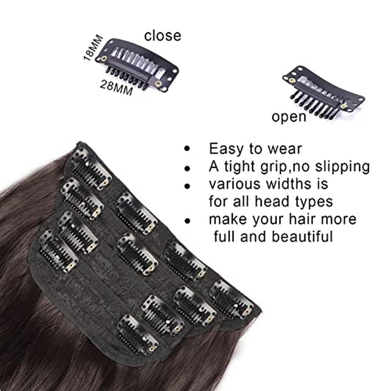 4pcs Highlights Clip in Synthetic Hair Extension for Women Dark Ash Blonde Mixed Bleach Blonde Long Wavy Natural Hairpieces 20 Inch Double Weft Hairpieces Full Head For Women (20INCH, P86/613)