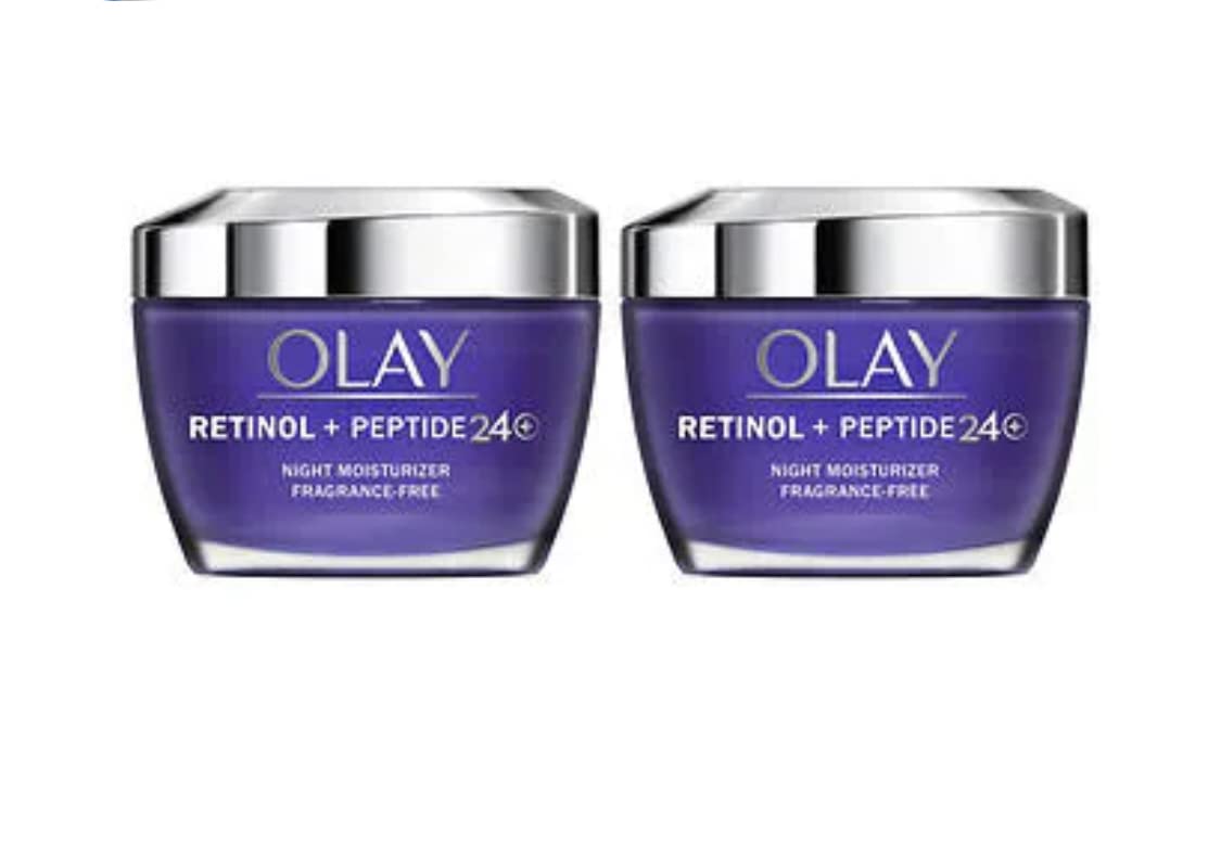 Olay Retinol + Peptide 24 Night Moisturizer - Fragrance-Free, 1.7 OZ (2 Pack)