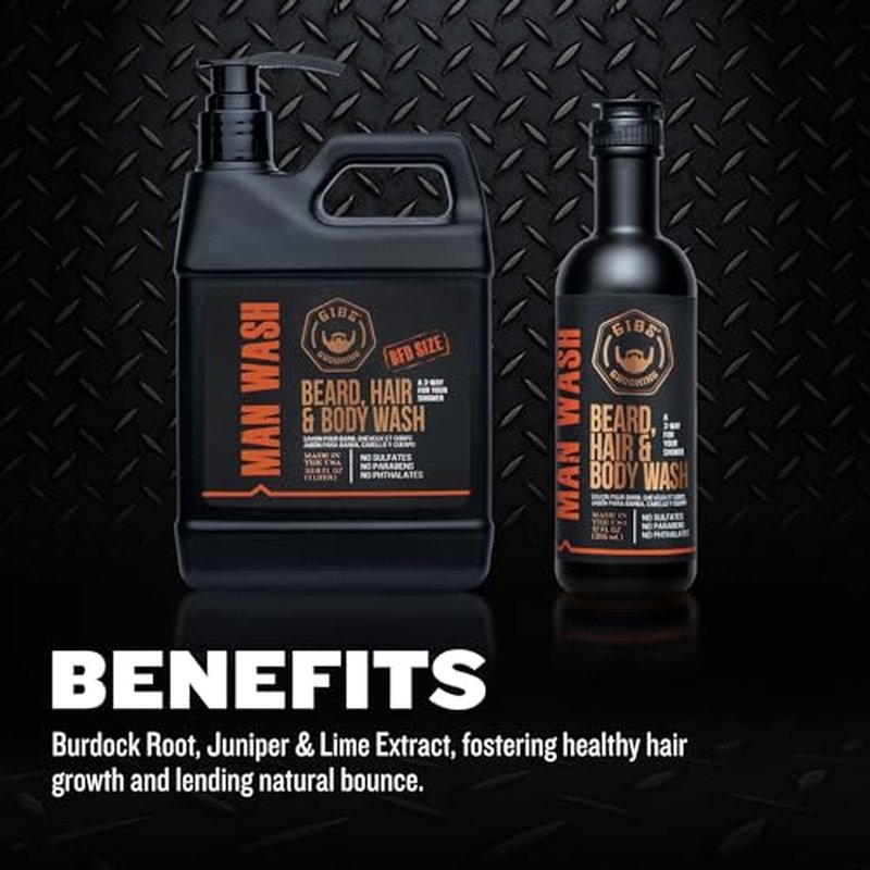 GIBS Grooming 3 in 1 Body Wash for Men - Beard & Hair Moisturizing, & Cleansing Liquid Body Wash with Tea Tree Oil & Copaiba Balsam - Sulfate & Paraben Free Shower Gel - 12 Oz