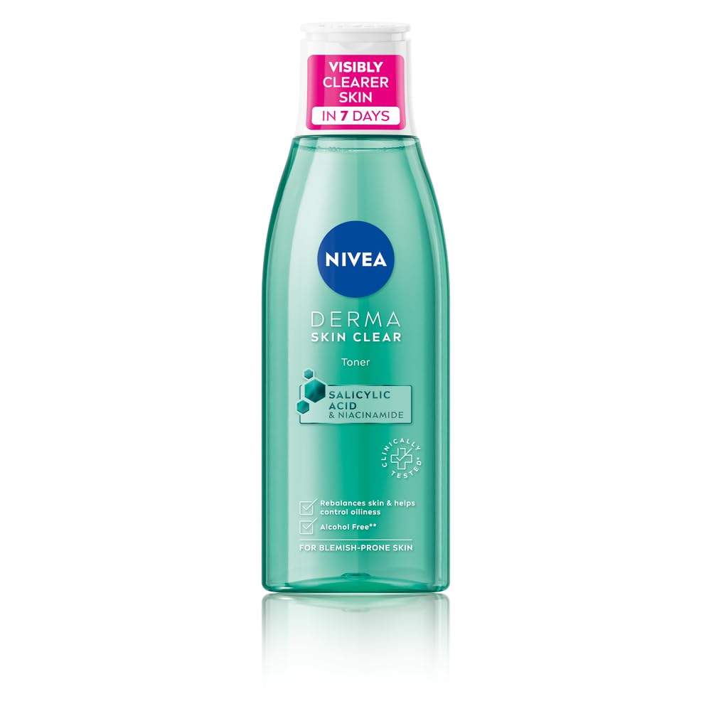 NIVEA Derma Skin Clear Toner/Cleansing Lotion for Skin Prone to Imperfections, 200 ml – a gentle facial toner designed to help balance, cleanse, and refresh look prone to blemishes and excess oil