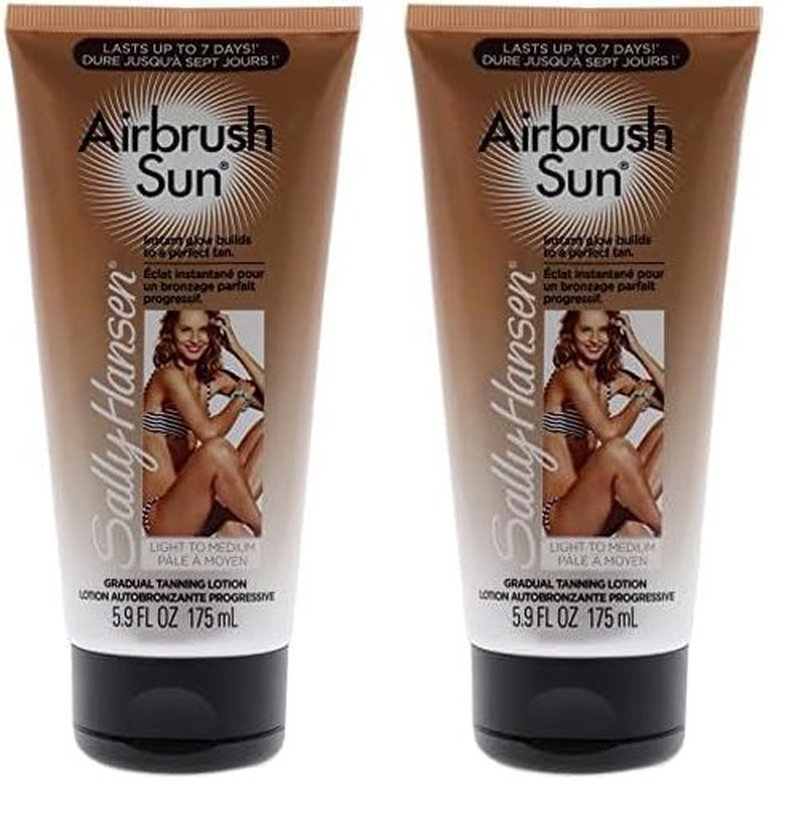 Sally Hansen Airbrush Legs, Gradual Tanning Lotion Light to Medium 5.9 Oz (Pack of 2)