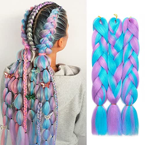 24" Ombre Jumbo Braiding Hair Extensions Jumbo Braid Hair Ombre Long Jumbo Braids For Box Twist Braid Crochet Hair High Temperature 3 Tone Colored (3 Bundles, Dark Green to Green)