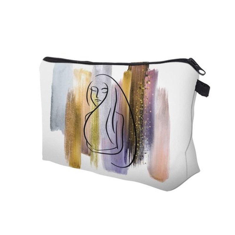 LOOMILOO Small Toiletry Bags for Women, Adorable Roomy Makeup Pouch Travel Water Resistant Cosmetic Purse Accessories Organizer Gift(Modern Abstract 55899)