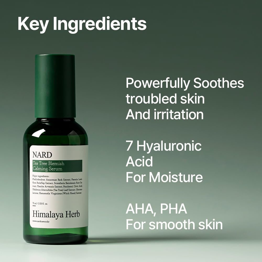 Bouquet Garni Nard Tea Tree Blemish Soothing Serum 2.53 Fl. oz. / AHA & PHA Exfoliating Face Serum with Hyaluronic Acid, Panthenol & Witch Hazel for Calm and Hydrated Skin