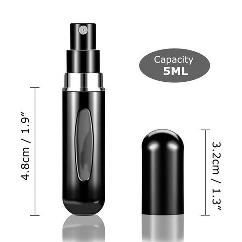 Fivexing 4Pcs Refillable Perfume Atomizer Bottles，Portable Mini Separate Perfume Bottle，Travel and Outings Spray Boxes Dispensers 5ml/0.2oz(Black)