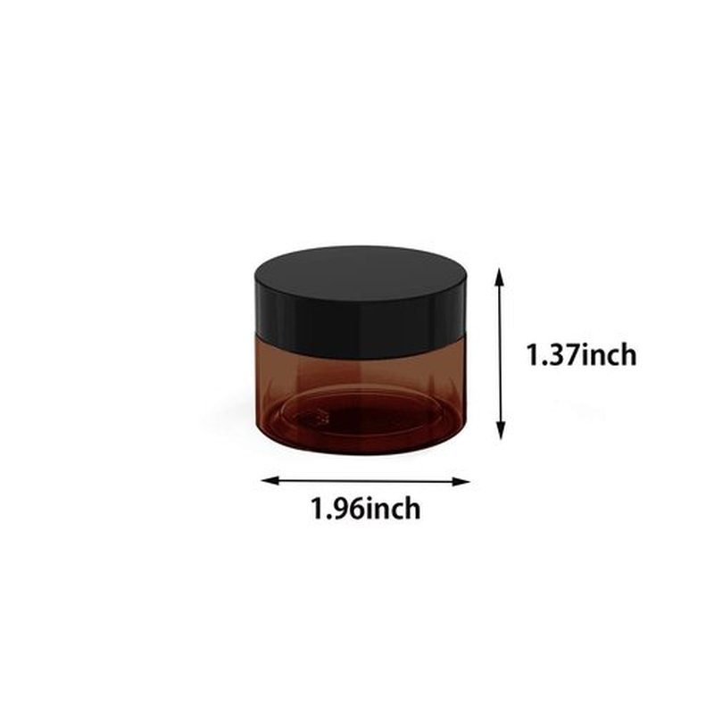 1 oz Amber Plastic Cosmetic Jars Leak Proof Container with Black Lid for Cream, Lotion, Powder, ointment, Beauty Products etc, 6 Pcs.