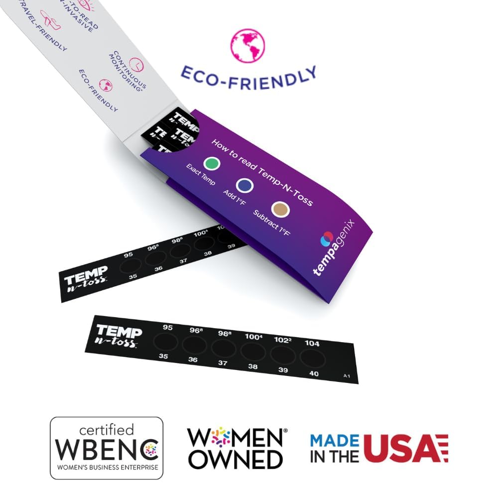 Fast Reading Disposable Forehead Thermometer Strips - Temp-N-Toss for Accurate & Hygienic Baby Temperature Measurement - Easy to Use and Reliable Single-Use Fever Indicator (6)