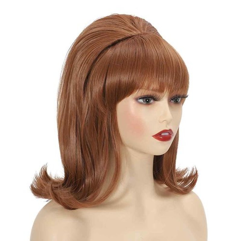 Sabosi Beehive Wig Women Vintage Retro Wig 50s 60s 70s Wig with Bangs for Women Synthetic Hair for Halloween Costume Party (Auburn)