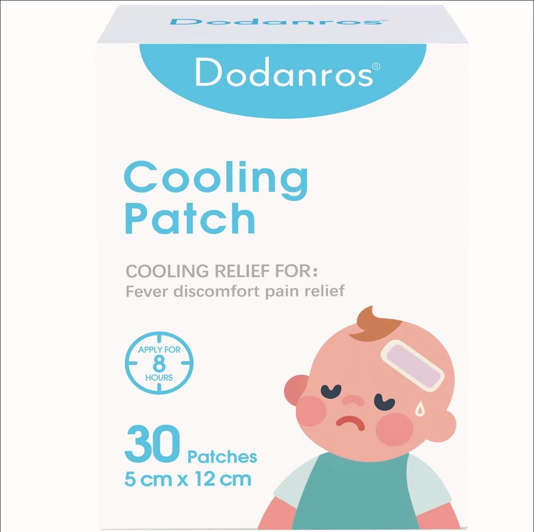 Dodanros 30 Sheets hydrogel Fever Patches for Kids & Adults Fever Discomfort & Pain Relief, Cooling Relief Fever Reducer（12 * 5cm）