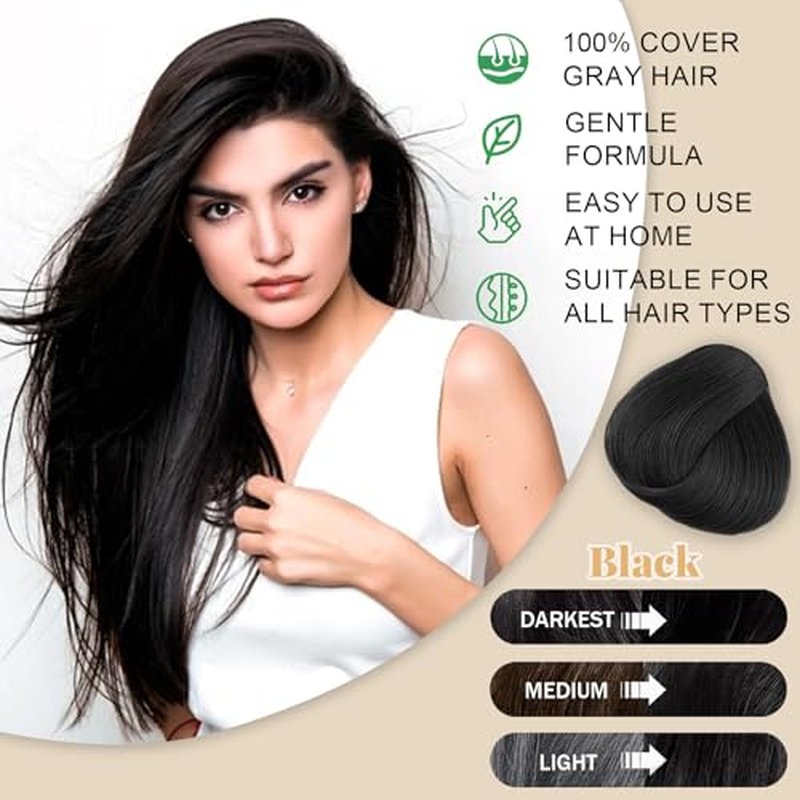 Natural Black Hair Dye Shampoo 3 in 1, Hair Instant Dye Shampoo to Cover Gray Hair for Women Men, Herbal Black Shampoo Hair Dye 500ML, Magic Coloring Shampoo for Painting Hair, Shampoo Para Canas