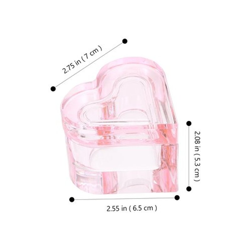 Beaupretty Glass Dappen Monomer Dish Heart Shaped Crystal Acrylic Nail Cup with Lid Acrylic Liquid Powder Dappen Bowl Dish Nail Manicure Tools Pink