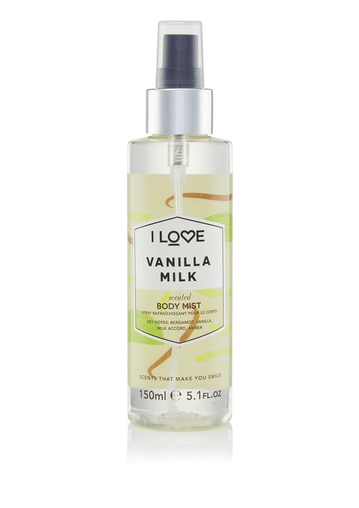 I LOVE Vanilla Milk Scented Body Mist - Body Mist Fragrance - Long Lasting Body Spray with Natural Fruit Extracts - Amber and Vanilla - 5.1 oz