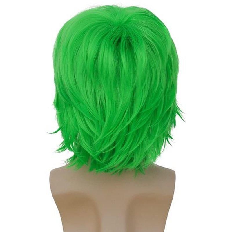 Kaneles Mens Green Wigs Short Straight Synthetic Wigs for Anime Cosplay Halloween Costume Full Wig
