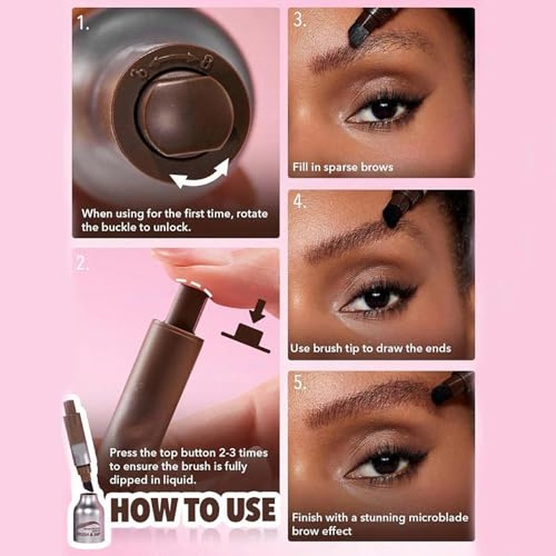 Liftique Brow Brush, Revorie Brow-Fection, Liftique Eyebrow, Liftique - Instant Brow Brush, Liquid Eyebrow Brush, Revorie Brow Fection Angled Brush & Dip (4Pcs Mixed)