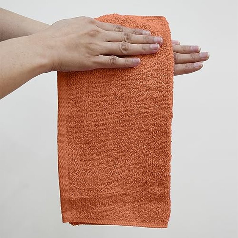 DAN RIVER 100% Cotton Washcloths 24 Pack Premium Quality Face and Body Cloth, Quick Dry Essential Towels for Bathroom, Hand, Kitchen & Cleaning, Baby Rugs | 12X12 in | 400 GSM | Orange Rust