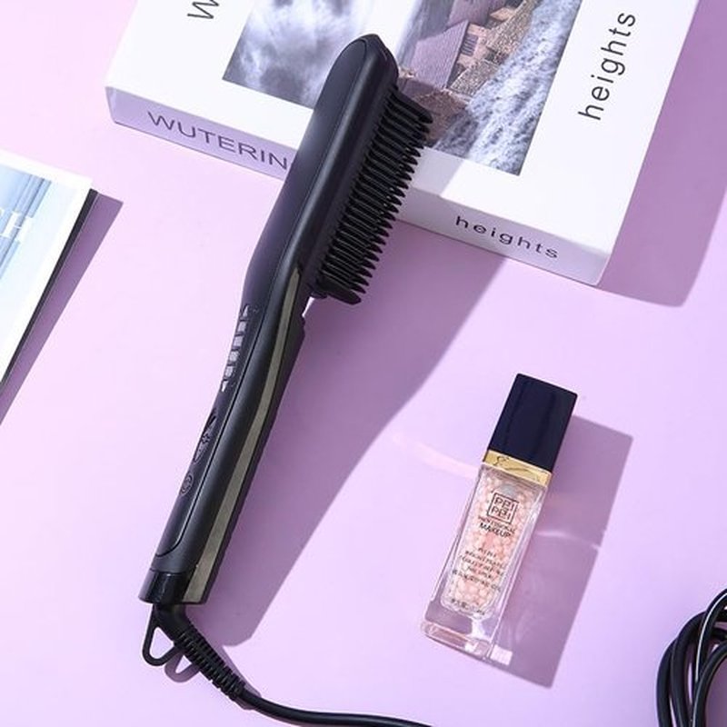 Minidiva Curling and Straightening Combs Adjustable Electric Heating Combs for Curling and Straightening (Black)