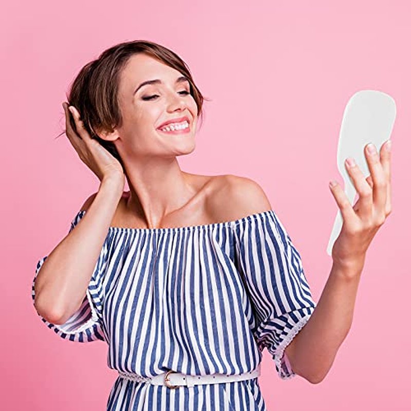 Jetec Small Handheld Hand Mirror Compact Travel Makeup Mirror Handheld Cosmetic Personal Mirror Portable Vanity Mirror 3.15 * 7.09inch(Black, White,8 Pcs)