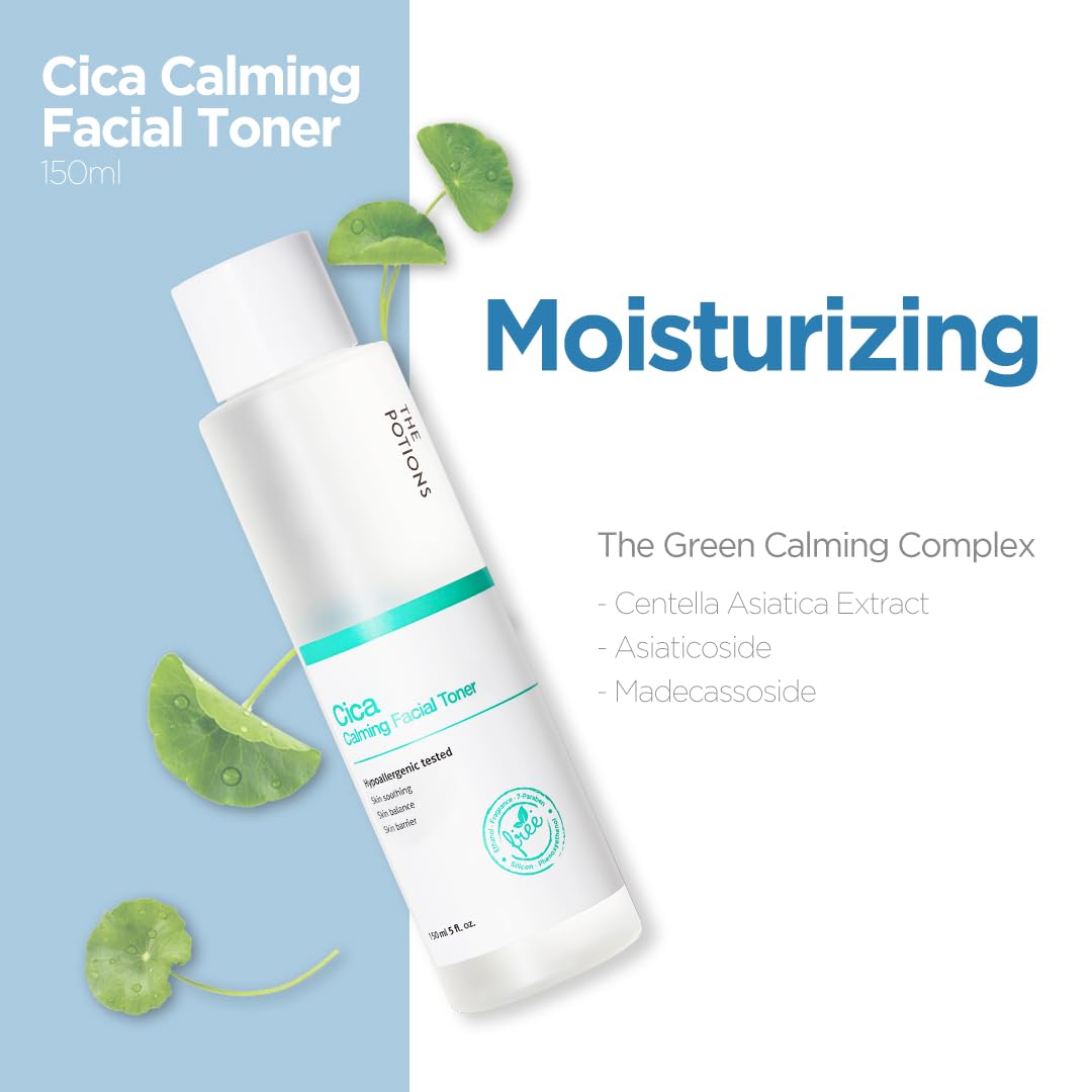 The Potions Centella Asiatica Calming Facial Toner | for Acne Prone Skin, Dry and Sensitive Skin | Sking Soothing, Skin Balance, Skin Barrier | 5 fl. oz, 150 ml | Korean Skin Care