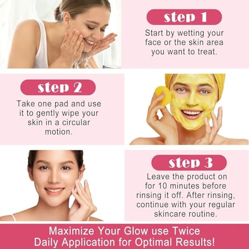 Turmeric Kojic Acid Cleansing Pads for Face and Body 40 PCS(1 Pack), Turmeric Cleansing Pads for Dark Spots, Balance Skin Oil and Water, Gentle & Non-Irritating and Remove Excess Keratin from Skin