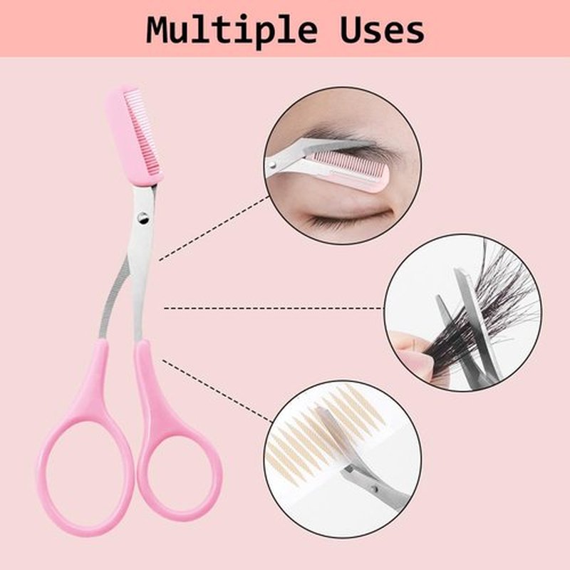 Eyebrow Trimmer Scissor,2024 New Eyebrow Trimmer for Women Men,Eyebrow Scissors with Comb,Non-Slip Eyebrow Cutter Eye Brow Razors,Eye Brow Shaper Trimming Scissors Makeup Tool (3PC-B)