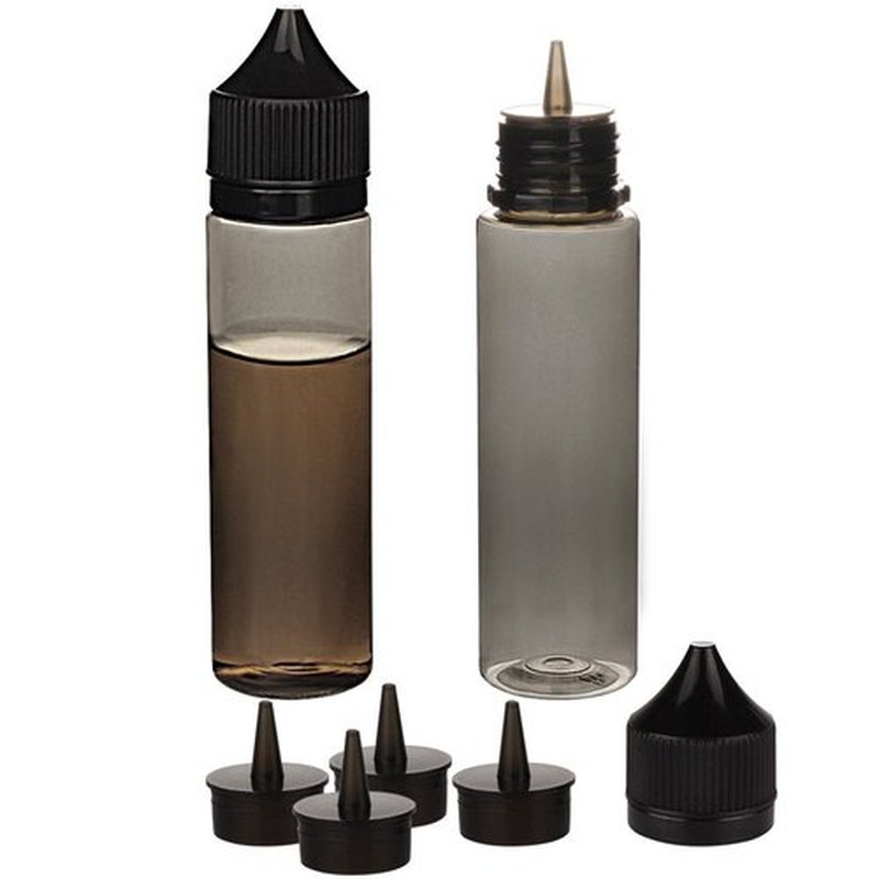 HUIZHU 10pcs empty 60ml PET liquid bottle Unicorn dropper bottle DIY liquid bottle (All Black transparent, 60ML X 10PCS)