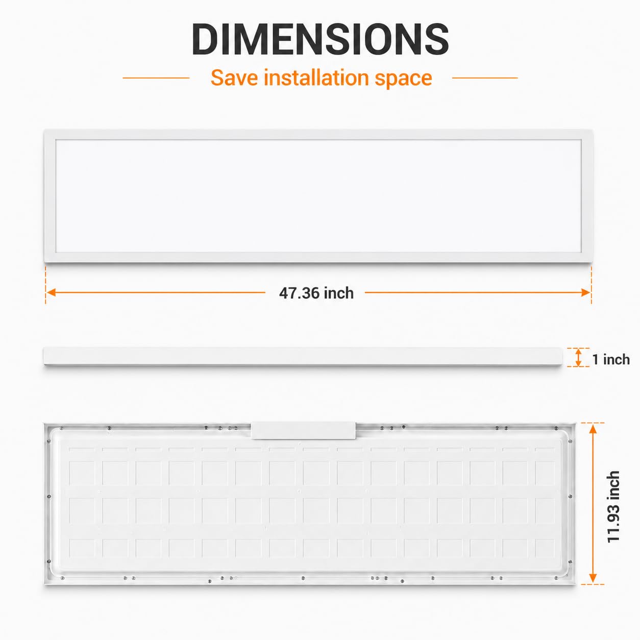 1x4 Led Flat Panel Light Surface Mount Ceiling Light, 3CCT 3000K/4000K/5000K Dimmable, 30W/40W/46W 5060LM -Lit, Flush Mount or Drop Ceiling for Office Kitchen Garage, White (4 Pack)