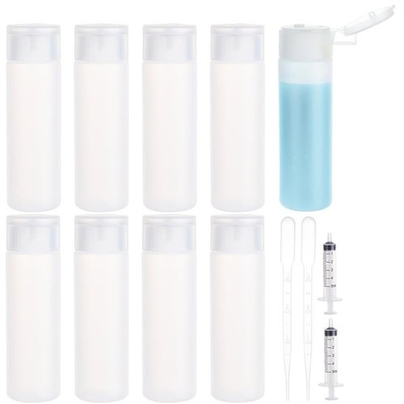 BENECREAT 8 Pack 50ml 1.7oz Clear Squeezable Plastic Sample Flip Cap Bottle Refillable Travel Containers for Makeup Cosmetic Toiletries Liquid
