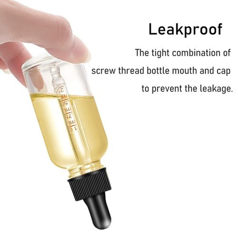 Bumobum 2 oz Clear and Amber Bottle, 2 pack Glass Dropper Bottles for Essential Oils Bottles with Funnel, Labels and Measured Dropper - Leakproof Lap dispensing Bottles