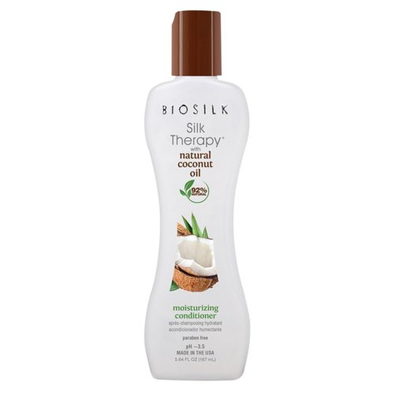 BioSilk Silk Therapy with Natural Coconut Oil Moisturizing Conditioner, Nourishing & Helps Eliminate Frizz, Sulfate, Paraben & Cruelty-Free, 5.64 Oz