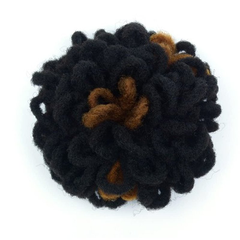 Yinmei Baibian Dreadlock Bun Drawstring Ponytail Faux Locs Petal Braided Afro Puffs Hair Pieces Clip in on Braids Hairpieces Synthetic Dread Petal Buns Hair Extensions(1B&30#)