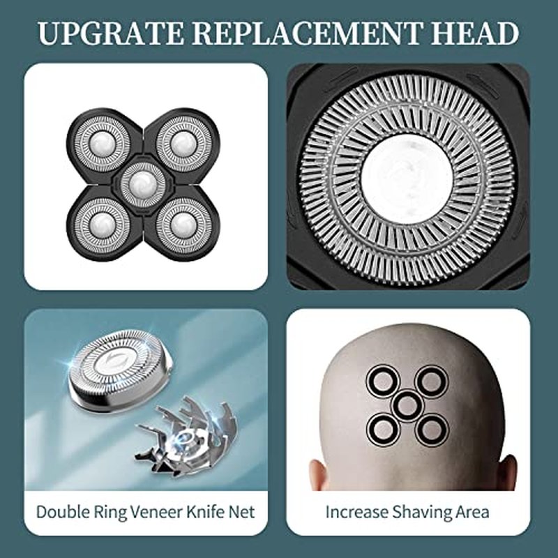 Vsmooth Electric Shaver Replacement Head - Shavers for Bald Men Replaceable Head - Waterproof Blades for Men Replacement Shaving Heads - Wet & Dry Electric Razor Floating Replacement Blade Head