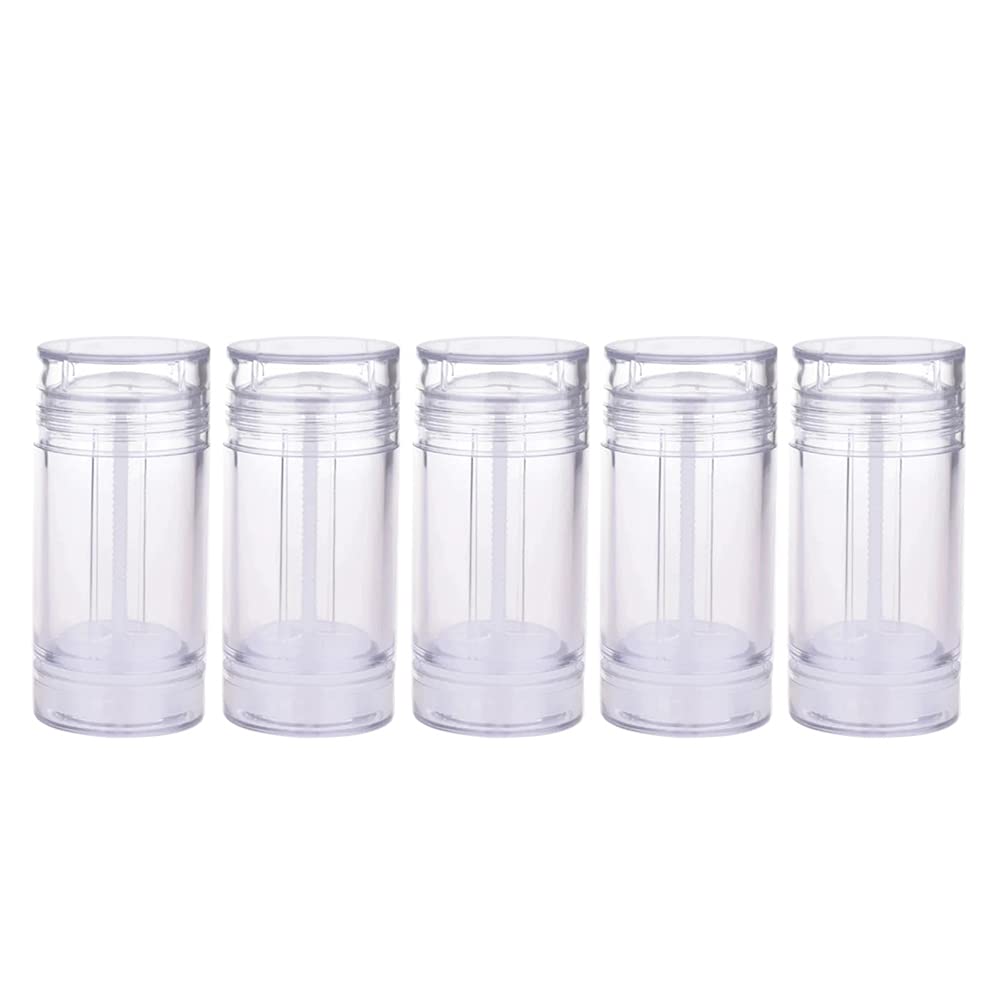 5 Packs Plastic Deodorant Containers,1 Oz /30ml Empty Clear Cylinder (Bottom Refilling & Twist Up) Refillable Deodorant Tube Bottles Stick Container for Lip balm,Lipstick