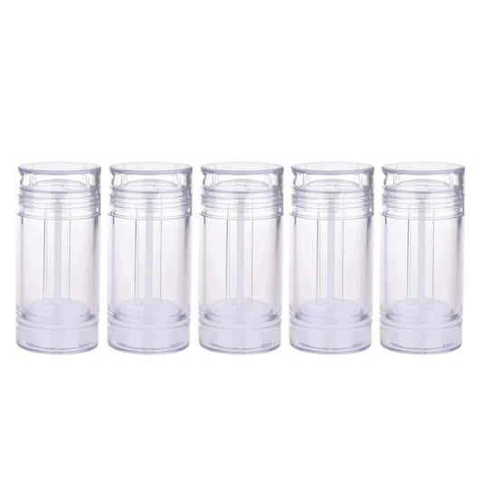 5 Packs Plastic Deodorant Containers,1 Oz /30ml Empty Clear Cylinder (Bottom Refilling & Twist Up) Refillable Deodorant Tube Bottles Stick Container for Lip balm,Lipstick