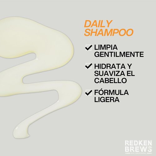 Redken Brews Daily Shampoo For Men | Lightweight Hydrating Hair Cleanser | Add Moisture and Shine to Dry Hair | For All Men's Hair Types
