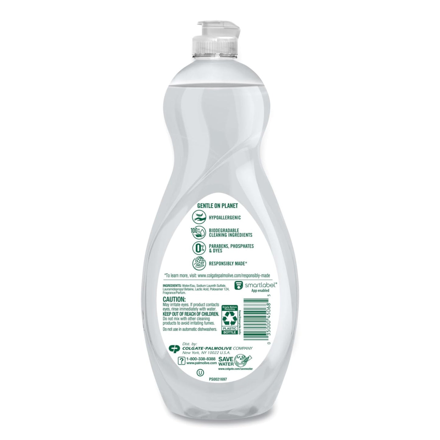 Ultra Palmolive Hypoallergenic Pure Clear Dish Soap, Unscented, 32.5 Fl Oz (Pack of 2) bundled with Heay Duty Scotch Brite Sponge