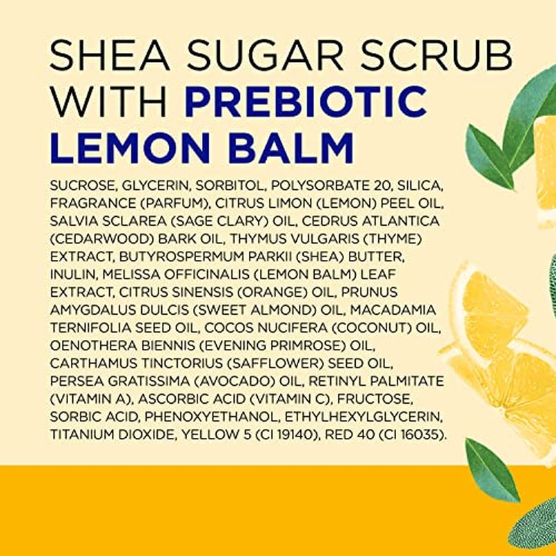 Dr Teal's Shea Sugar Scrub, Prebiotic Lemon Balm, 19 oz (Pack of 3)